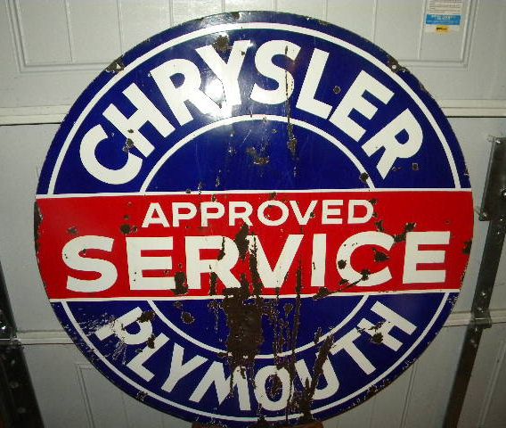 $OLD Chrysler Plymouth Service Double Sided Porcelain Sign