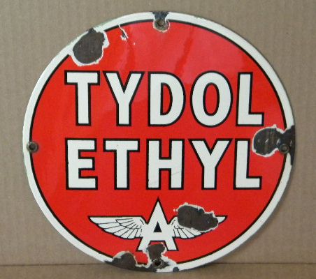 $OLD Tydol Ethyl Porcelain Pump Plate