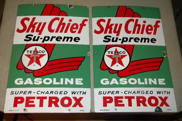 $OLD Pair Sky Chief Pump Signs