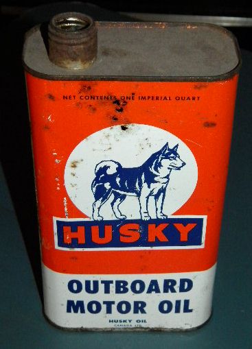 $OLD Husky Outboard Flat Quart Can Metal