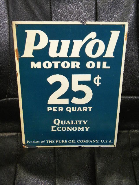 $OLD Purol Motor Oil SST Tin Sign