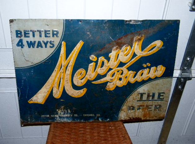 $OLD Meister Brau Beer Tin Sign