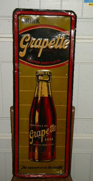 $OLD Grapette Early Tin Sign