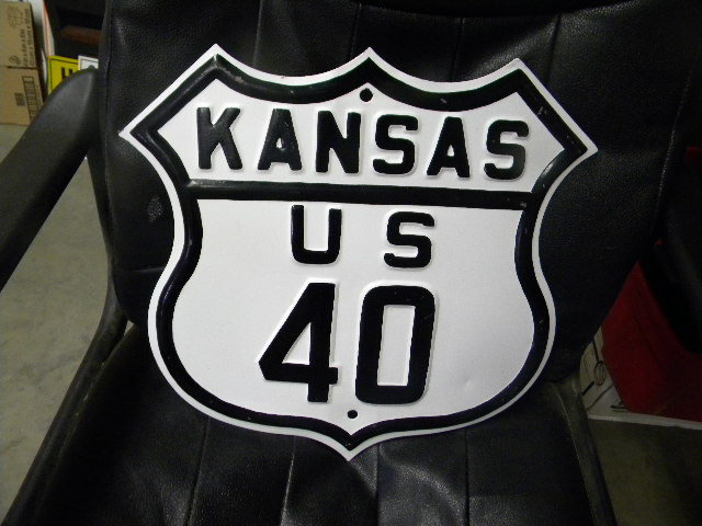 $OLD Kansas Fully Embossed US 40 Route Shield