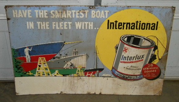 $OLD Interlux Marine Paints SST Tin Sign w/ Great Graphics