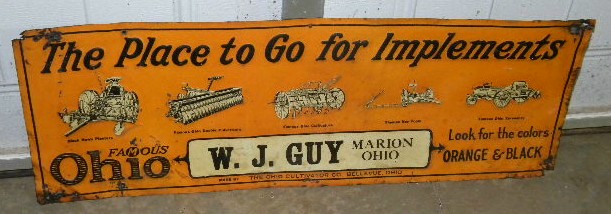 $OLD Ohio Farm Implements Embossed Tin Graphic Sign Early