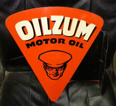 $OLD Original Oilzum Motor Oil DST Tin Flange Sign AM 1953