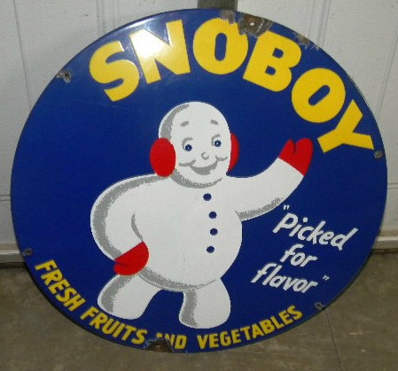 $OLD Snoboy Porcelain Sign w/ Graphics