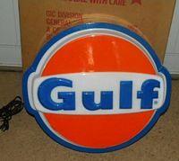 $OLD NOS Gulf 19.5 inch Light Up Sign w/ Shipping Box