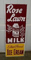 $OLD Rose Lawn Dairy Graphic Porcelain Milk Sign