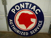 $OLD DSP 42 Inch Pontiac Authorized Service Sign w/ Indian Head