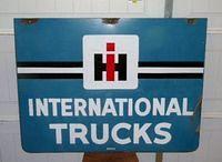 $OLD IH International Trucks Double Sided Porcelain Dealer Sign Walker & Co.