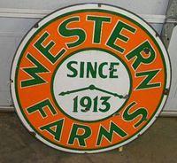 $OLD Western Farms Since 1913 Porcelain Los Angeles California Porcelain Sign