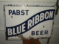$OLD Early Pabst Blue Ribbon Double Sided Porcelain Beer Sign