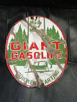$OLD Scarce Giant Gasoline DSP Double Sided Porcelain Sign