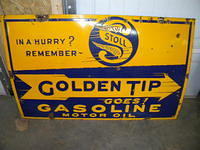 $OLD Stoll Golden Tip Gasoline Porcelain Sign