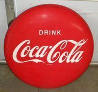 $OLD Coca Cola Tin Button Sign AM
