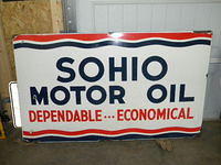 $OLD Sohio Self Framed Porcelain Dependable Economical Motor Oils Sign