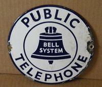 $OLD Small Telephone Porcelain Convex Sign