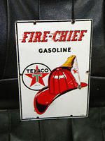 $OLD Small Texaco Firechief Porcelain Pump Sign PPP