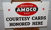 $OLD Amoco Credit Cards Honored here Double Sided Porcelain Sign