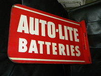 $OLD Autolite Batteries Double Sided Tin Flange Sign