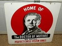 $OLD Perfect Circle Piston Rings DR of Motors Double Sided Tin Sign