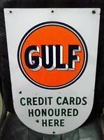 $OLD - Gulf Credit Cards Oddball DSP Porcelain Sign