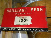 $OLD Johnson Brilliant Penn DST DBL Sided Tin Sign w/ Logo