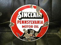 $OLD Sinclair 12 inch Porcelain Sign w/ Dino Pennsylvania Motor Oil