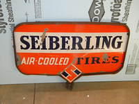 $OLD Old Seiberling Air Cooled Tires DSP Porcelain Sign w/ frame