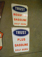 $OLD Trust PPP Porcelain Gas Pump Signs