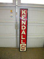 $OLD Kendall Motor Oils Vertical Emb Tin Sign w/ Graphics