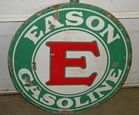 $OLD Eason Gasoline 30 Inch Double Sided Porcelain Sign