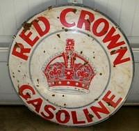 $OLD Red Crown Gasoline DSP Porcelain Sign 42 Inch