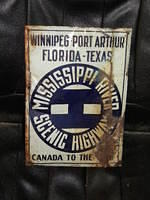 $OLD Rare Mississippi River Scenic Highway Emb Tin Sign