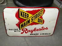 $OLD Raysbestos Brakes "MAIM STREET" Graphic Tin Sign