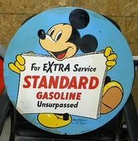 $OLD Standard SST Tin Sign w/ Mickey Mouse 1940