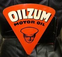$OLD Original Oilzum Motor Oil DST Tin Flange Sign AM 1953