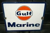 $OLD Gulf Marine Porcelain Gas Pump Plate Sign